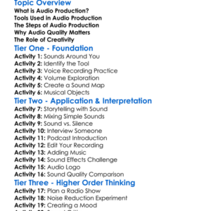 Audio Production Worksheet Activity Booklet