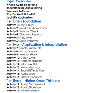 Audio Recording And Editing Worksheet Activity Booklet