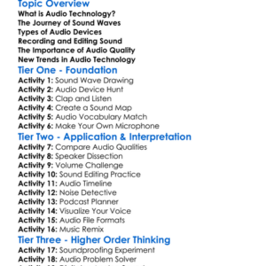Audio Technology Basics Worksheet Activity Booklet