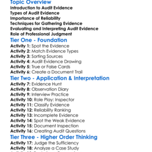 Audit Evidence And Techniques Worksheet Activity Booklet
