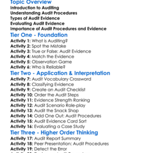 Audit Procedures And Evidence Worksheet Activity Booklet