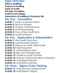 Auditing Concepts Worksheet Activity Booklet