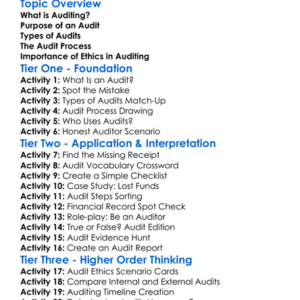 Auditing Fundamentals Worksheet Activity Booklet