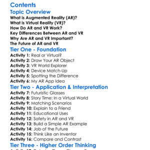Augmented And Virtual Reality Basics Worksheet Activity Booklet