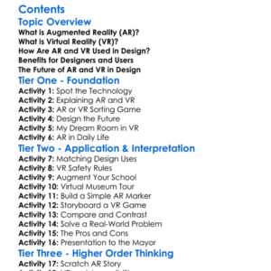 Augmented And Virtual Reality In Design Worksheet Activity Booklet