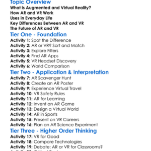 Augmented And Virtual Reality Worksheet Activity Booklet