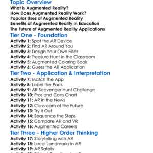 Augmented Reality Applications Worksheet Activity Booklet