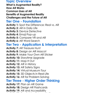 Augmented Reality Basics Worksheet Activity Booklet