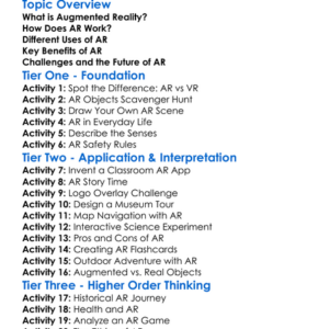 Augmented Reality Concepts Worksheet Activity Booklet