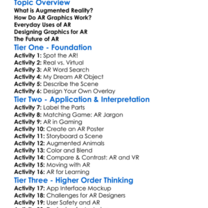 Augmented Reality Graphics Worksheet Activity Booklet