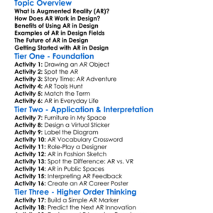 Augmented Reality In Design Worksheet Activity Booklet