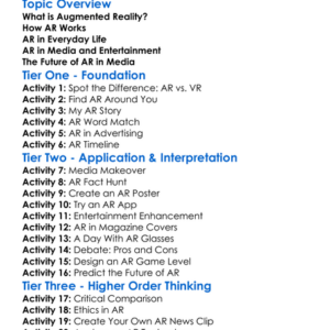 Augmented Reality In Media Worksheet Activity Booklet