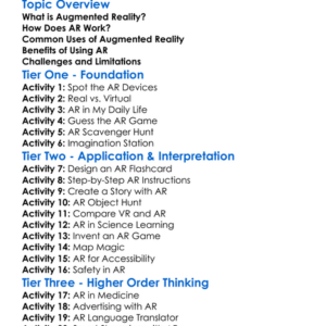 Augmented Reality Worksheet Activity Booklet