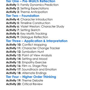 August Osage County 2013 Worksheet Activity Booklet