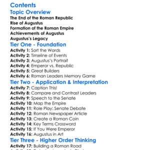 Augustus And The Beginning Of The Roman Empire Worksheet Activity Booklet