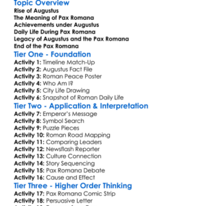 Augustus And The Pax Romana Worksheet Activity Booklet