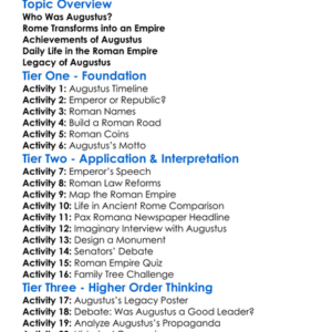 Augustus And The Roman Empire Worksheet Activity Booklet