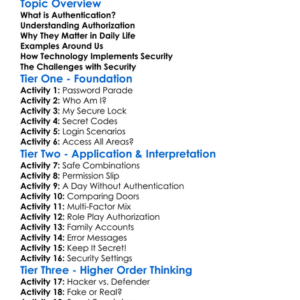 Authentication And Authorization Worksheet Activity Booklet
