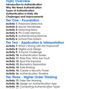 Authentication Worksheet Activity Booklet
