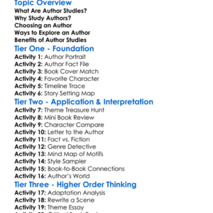 Author Studies Worksheet Activity Booklet
