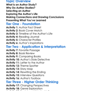 Author Study Worksheet Activity Booklet