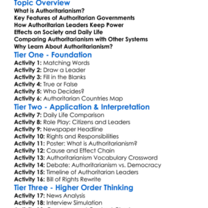 Authoritarianism Worksheet Activity Booklet