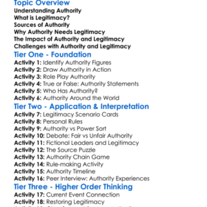 Authority And Legitimacy Worksheet Activity Booklet