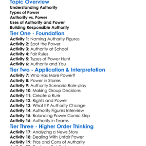 Authority And Power Worksheet Activity Booklet