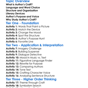 Authors Craft Worksheet Activity Booklet