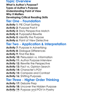 Authors Purpose And Point Of View Worksheet Activity Booklet