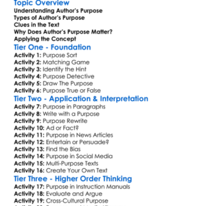 Authors Purpose Worksheet Activity Booklet