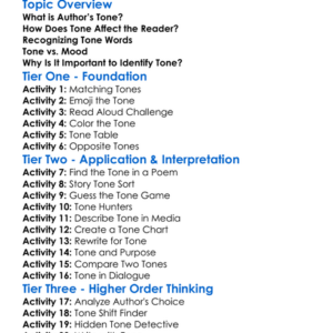 Authors Tone Worksheet Activity Booklet