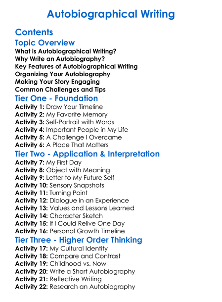 Autobiographical Writing
