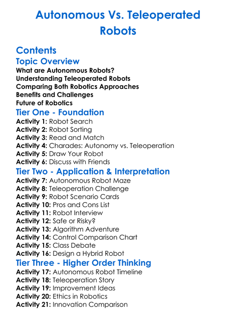 Autonomous Vs Teleoperated Robots
