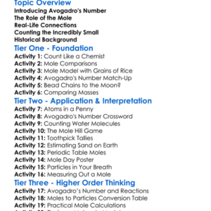 Avogadros Number Worksheet Activity Booklet