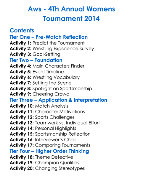 Aws Worksheet Activity Booklet