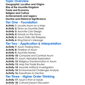 Axum And Ancient Ethiopia Worksheet Activity Booklet