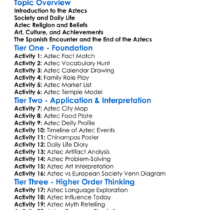 Aztec Civilization Worksheet Activity Booklet