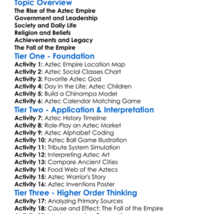 Aztec Empire And Society Worksheet Activity Booklet