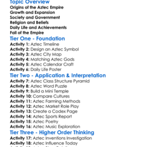 Aztec Empire Formation And Culture Worksheet Activity Booklet