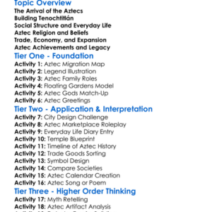 Aztec Origins And Early Society Worksheet Activity Booklet