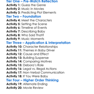 Baby Driver 2017 Worksheet Activity Booklet