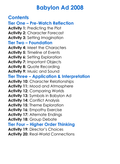 Babylon Ad 2008 Worksheet Activity Booklet