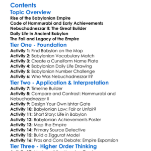 Babylonian Empire And Nebuchadnezzar Ii Worksheet Activity Booklet