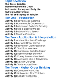 Babylonian Empire Worksheet Activity Booklet