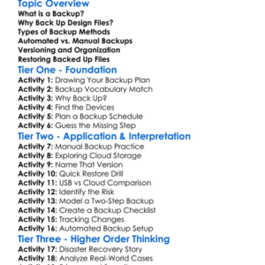 Backing Up Design Files Worksheet Activity Booklet