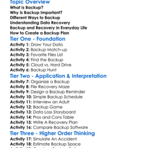 Backup And Data Recovery Worksheet Activity Booklet