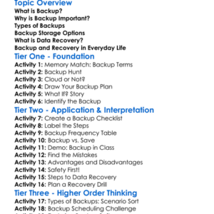 Backup And Recovery Worksheet Activity Booklet