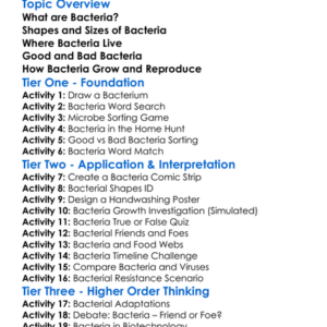 Bacteria And Their Characteristics Worksheet Activity Booklet
