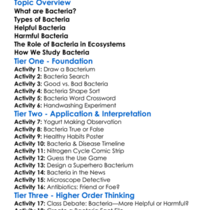 Bacteria And Their Roles Worksheet Activity Booklet